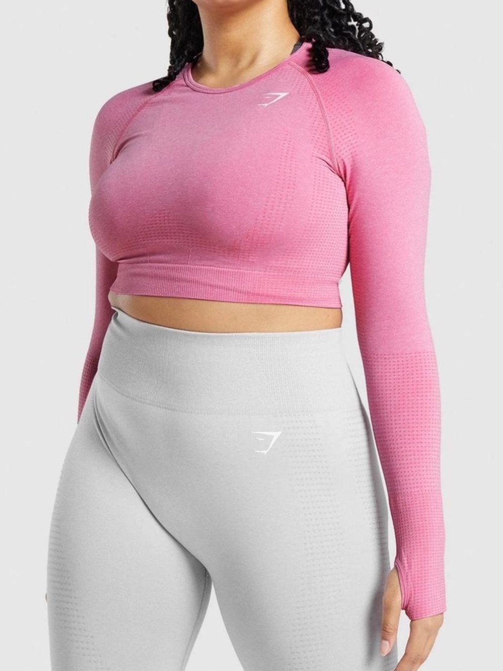 Gymshark Pink Seamless Long Sleeve Crop